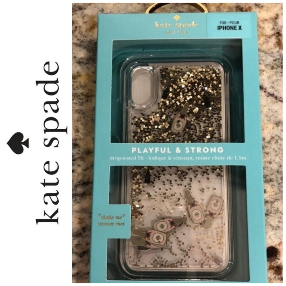 🆕️ Kate Spade Iphone X/XS Champagne Liquid Glitter Case 🍾